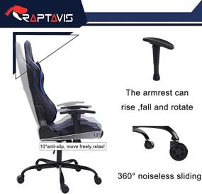 img 3 attached to RAPTAVIS Gaming Chair - Ergonomic Computer Video Game Office Chair | Adjustable Backrest, 🎮 Seat Height, Swivel, Recliner | Headrest & Lumbar Cushion, Esports | Blue/Leather PU Leather Desk Chair