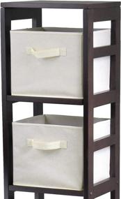 img 3 attached to 📚 Organize in Style with Winsome Wood Capri Wood Storage Shelf: 4 Sections and 4 Beige Fabric Foldable Baskets