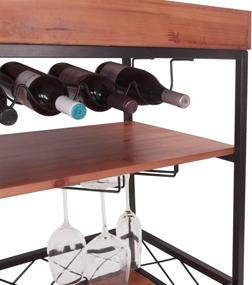 img 2 attached to Elevens 3 Tier Rolling Utility Storage Cart: Kitchen Serving Bar Cart with Bottle Holder in Elegant Dark Wood Design