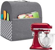 🍰 yarwo stand mixer cover: premium dust cover for 4.5 qt and 5 qt kitchenaid mixers, gray with grid pattern, convenient accessory pockets and top handle логотип