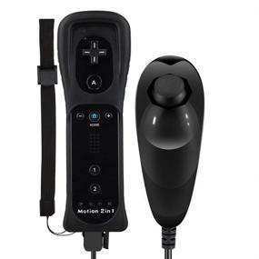 img 4 attached to Wii Motion Plus Controller - Wireless Remote and Nunchuck Joystick | Built-in Motion Plus Silicone Case and Wrist Strap | Nintendo Wii/Wii U - Black (Bule)