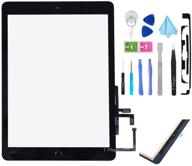 🔧 high-quality t phael black digitizer repair kit for 2017 ipad 9.7: touch screen digitizer replacement with home button, tools kit, and preinstalled adhesive logo