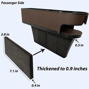 img 2 attached to 🚗 ВайНинида Подстаканник для промежутка между автомобильными сиденьями, карман из кожи для боковых консолей, органайзер для кармана автомобильного сиденья с держателем для чашек - коричневый (пассажирская сторона) - идеально подходит для мобильных телефонов, кошельков, монет.