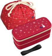 renewed version of osk japanese traditional rabbit moon bento box set pw-28c - microwave & dishwasher safe, complete with chopsticks, bento bag, red логотип