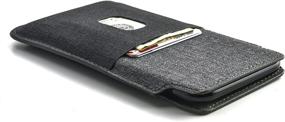 img 4 attached to 📱 Dockem Luxe Wallet Sleeve for iPhone 11 Pro (5.8) &amp; iPhone Xs/X: Synthetic Leather Card Case in Twill Canvas Style - Ultra Slim Pouch Cover with 2 Card Holder Slots, Black/Grey