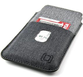 img 2 attached to 📱 Dockem Luxe Wallet Sleeve for iPhone 11 Pro (5.8) &amp; iPhone Xs/X: Synthetic Leather Card Case in Twill Canvas Style - Ultra Slim Pouch Cover with 2 Card Holder Slots, Black/Grey