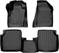 premium maxliner floor mats: black 2 row liner set for 2017-2021 jeep compass - compatible with new body style, includes 1st row dual driver side floor hooks logo