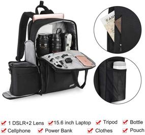 img 3 attached to 🎒 CADeN DSLR Camera Backpack Bag: Waterproof Anti Theft with Laptop Compartment, USB Port, Tripod Holder, Rain Cover - Compatible with Sony Canon Nikon Olympus (Black)