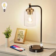 💡 modern industrial table lamp with usb ports, ac outlets, and dimmable led bulb - perfect for bedroom and living room логотип