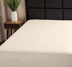 img 4 attached to Full Size Beige Cotton Fitted Sheet by Superity Linen - Premium Quality Bed Linens, Machine Washable & Dryable (Full, Beige)