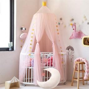 img 3 attached to 👑 Luxurious Souarts Bed Canopy: Transform Your Kids' Room with a Princess Crown Dome, Round Lace Mosquito Net Play Tent and Netting Curtains