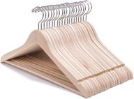 👔 20 pack premium adult unfinished natural solid wooden clothes hangers | wood suit coat jacket hanger with smooth cut notches and bar | 360° strong rotatable hook | nature smile логотип