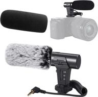 🎥 shotgun camera microphone with windscreen deadcat, 3.5mm jack - works for dslr, canon, nikon, sony, panasonic, fuji - perfect for interviews and videos (brown) logo