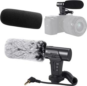 img 1 attached to 🎥 Shotgun Camera Microphone with Windscreen Deadcat, 3.5mm Jack - Works for DSLR, Canon, Nikon, Sony, Panasonic, Fuji - Perfect for Interviews and Videos (Brown)