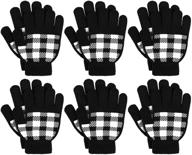 🧤 cooraby 6 pairs kids winter knitted gloves - stretchy magic gloves for boys and girls logo