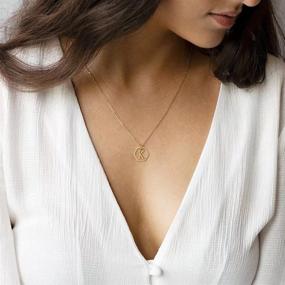 img 3 attached to 🔠 14k Gold Filled Letter Pendant Necklace Dainty Personalized HEXAGON Initial Necklace for Women - Stylish Monogram Alphabet Jewelry Gift for Girls - MONOZO