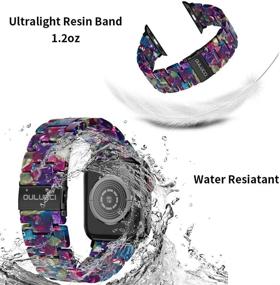 img 2 attached to 🌸 Stylish Resin iWatch Bands Bracelet for Apple Watch Series 7/6/5/4/3/2/1 – OULUCCI Compatible in Flower Purple Green (38mm/40mm)