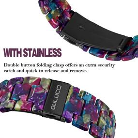 img 1 attached to 🌸 Stylish Resin iWatch Bands Bracelet for Apple Watch Series 7/6/5/4/3/2/1 – OULUCCI Compatible in Flower Purple Green (38mm/40mm)