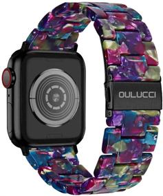 img 3 attached to 🌸 Stylish Resin iWatch Bands Bracelet for Apple Watch Series 7/6/5/4/3/2/1 – OULUCCI Compatible in Flower Purple Green (38mm/40mm)