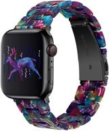 🌸 stylish resin iwatch bands bracelet for apple watch series 7/6/5/4/3/2/1 – oulucci compatible in flower purple green (38mm/40mm) logo