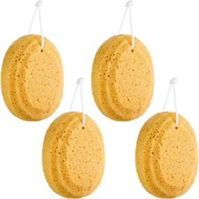 img 4 attached to Soft Exfoliating Shower Sponge Set - 4 Pieces | Gentle Body Exfoliator for Shower | Soothing Bath Sponge for Bathroom Supplies