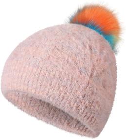 img 4 attached to Achiou Winter Beanie Pompom Purple Purple Outdoor Recreation