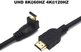 img 1 attached to Кеворк 2 Футовый Ультра HD HDMI 8К кабель - 90° Поворот вверх, версия HDMI 2.1, высокоскоростной экранированный кабель мужского пола для Xbox, TV, PS4, PS5, Switch - 8K@60HZ, 4K@120HZ (прямой вверх)