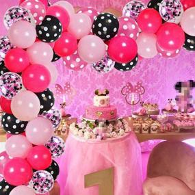 img 1 attached to 🎈 Minnie Balloon Garland Arch Kit: 70pcs Light Pink Rose Red Black Dot Latex Balloons Minnie Themed Decorations for Birthday Baby Shower Supplies - Shop Now!