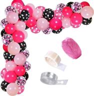 🎈 minnie balloon garland arch kit: 70pcs light pink rose red black dot latex balloons minnie themed decorations for birthday baby shower supplies - shop now! логотип