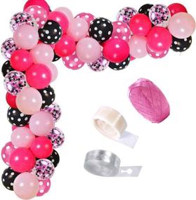 img 4 attached to 🎈 Minnie Balloon Garland Arch Kit: 70pcs Light Pink Rose Red Black Dot Latex Balloons Minnie Themed Decorations for Birthday Baby Shower Supplies - Shop Now!