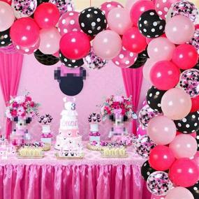 img 2 attached to 🎈 Minnie Balloon Garland Arch Kit: 70pcs Light Pink Rose Red Black Dot Latex Balloons Minnie Themed Decorations for Birthday Baby Shower Supplies - Shop Now!