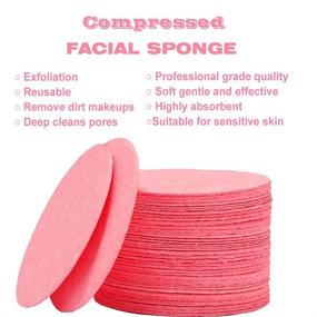 img 1 attached to Professional 50-Count Compressed Facial Sponges: Natural Cellulose Spa Sponges for Estheticians | Face Cleansing, Massage, Exfoliating, Mask, Makeup Removal (Pink)