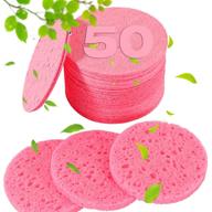 professional 50-count compressed facial sponges: natural cellulose spa sponges for estheticians | face cleansing, massage, exfoliating, mask, makeup removal (pink) logo