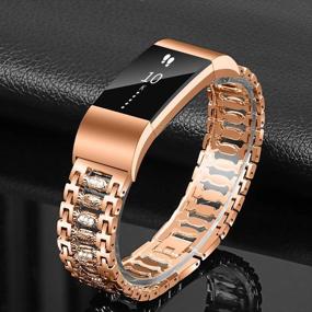img 3 attached to Joyozy Metal Bling Bands Compatible With Fitbit Charge 2/Fitbit Charge HR 2 Smartwatch