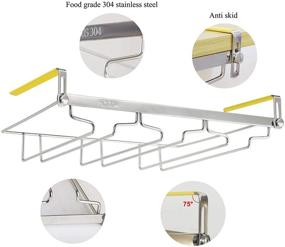 img 2 attached to 🍷 SUNMALL 3 ряда регулируемого подвеса для винных бокалов под шкафом: держатель для посуды из нержавеющей стали для бара или кухонного хранения