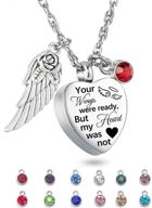 💔 heart urn necklace with cremation jewelry for ashes and 12 birthstones – your wings were ready, my heart was not. crystal keepsake jewelry logo