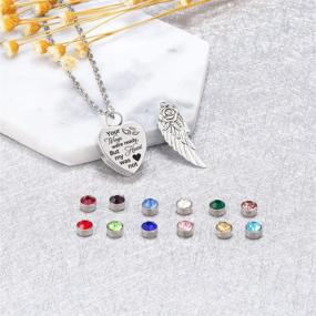 img 3 attached to 💔 Heart Urn Necklace with Cremation Jewelry for Ashes and 12 Birthstones – Your Wings Were Ready, My Heart Was Not. Crystal Keepsake Jewelry