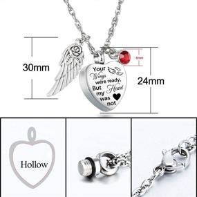 img 1 attached to 💔 Heart Urn Necklace with Cremation Jewelry for Ashes and 12 Birthstones – Your Wings Were Ready, My Heart Was Not. Crystal Keepsake Jewelry