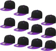 wholesale 12 pack snapback hat cap by falari - hip hop style, flat bill, blank solid color, adjustable size logo