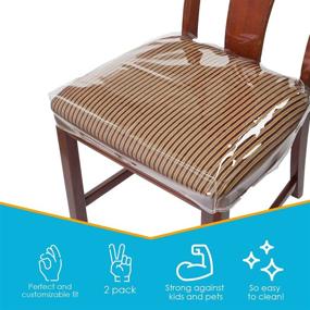 img 2 attached to 🪑 Houseables Clear Chair Seat Covers - 2 Pack, 16”-18” Adjustable Plastic Protectors, Waterproof Slipcover for Kids Chairs - Perfect for Dining Room, Kitchen, Cushions - PVC Vinyl with Straps