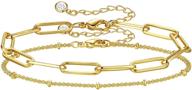 📿 dainty 14k gold plated bracelets: layered chain evil eye oval heart charm anklet jewelry for women girls logo