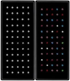 img 4 attached to 👃 Stylishly Hypoallergenic: cnomg 2 Sets 120 pcs Stainless Steel Nose Ring Body Piercing Jewelry Nose Bone Stud Nose Hoop Crystal White+Multicolor 1.5 MM