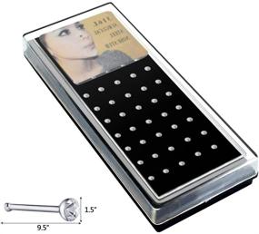 img 3 attached to 👃 Stylishly Hypoallergenic: cnomg 2 Sets 120 pcs Stainless Steel Nose Ring Body Piercing Jewelry Nose Bone Stud Nose Hoop Crystal White+Multicolor 1.5 MM