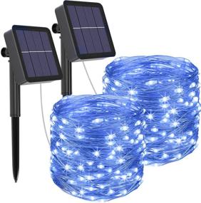 img 4 attached to 🎄 Kolpop Solar String Lights 78FT 2-Pack 240LED Total Solar Powered Fairy Lights Outdoor 8 Modes Silver Wire Decoration Christmas Lights Waterproof for Garden Yard Camping Patio Trees Party Decor (Blue)