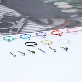 img 1 attached to 💯 100pcs of Drperfect 316L Stainless Steel Nose Ring Hoops and Tiny Bone Studs for Women and Men's Nose Piercing Jewelry