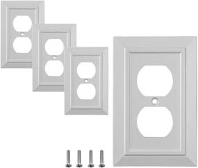 img 4 attached to SleekLighting 4-Pack Wall Plate Outlet Switch Covers: Classic White Architecture, Multiple Styles & Sizes