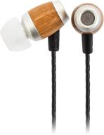 🎧 wooden wired earbuds - linwood audio bb-202 bamboo, in-ear headphones with clear sound, powerful bass, microphone for mobile calls, zippered carry case & soft ear tips (s, m, l) logo