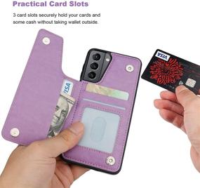 img 1 attached to 🦋 Vaburs Wallet Case for Samsung Galaxy S21 (6.2"), Purple – Embossed Butterfly Pattern, Premium PU Leather, Double Magnetic Buttons, Flip, Shockproof with Card Holder