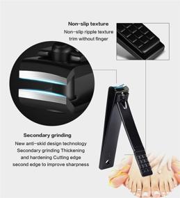 img 2 attached to 🔪 High Precision Stainless Steel Nail Clipper Set Pedicure Kit with Nail File, Sharp Nail Scissors, and Portable Stylish Case - Ideal for Fingernails & Toenails (Black)