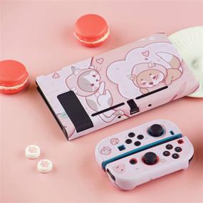 img 1 attached to 🍑 FANPL Honey Peach Pro Version Case for Nintendo Switch - Protective Cover with 2 Cat Claw Thumb Grips